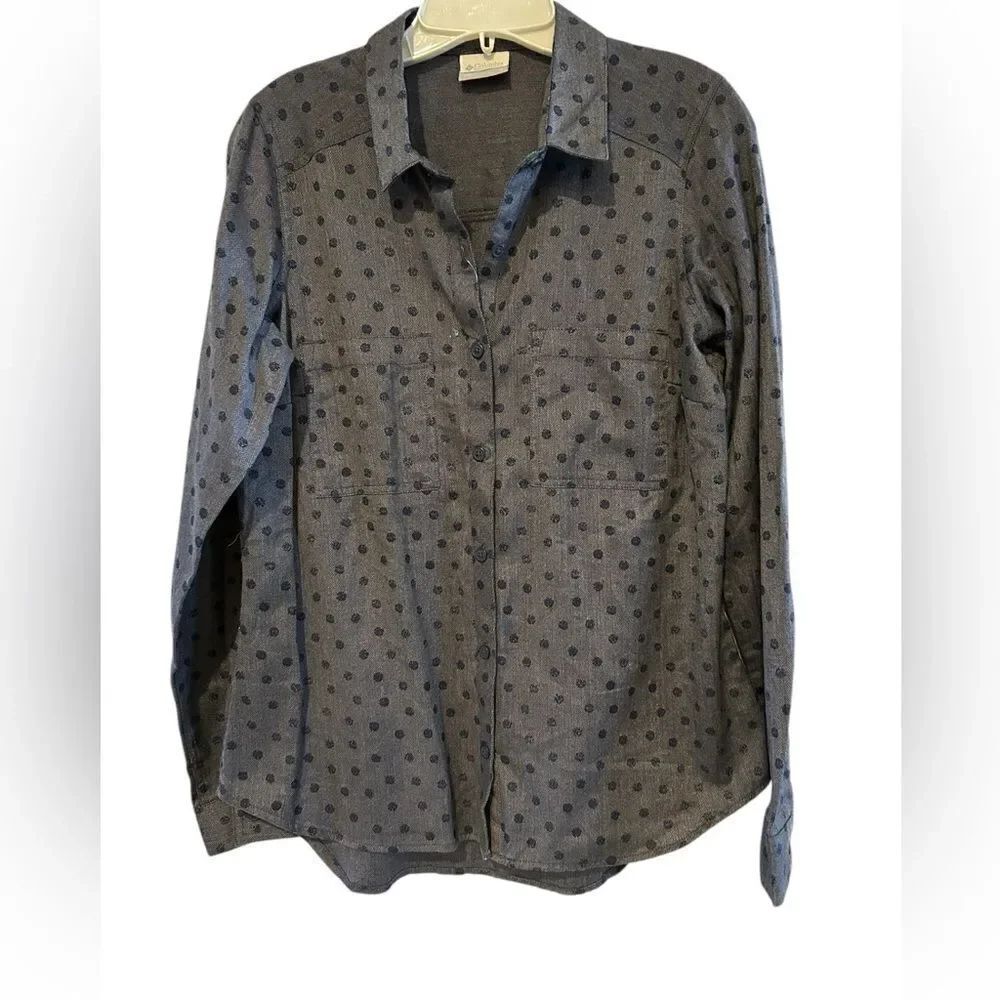 Columbia Flannel Out and About Blue Polka Dot Shirt NWT Long Sleeve M